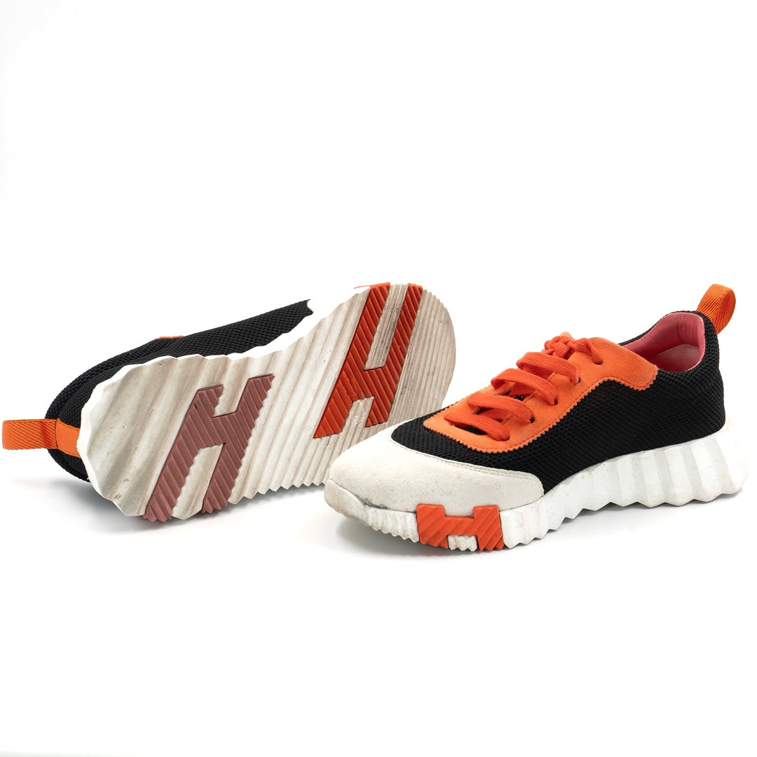 Hermès Bouncing Sneaker in Black Mesh and Suede Goatskin
