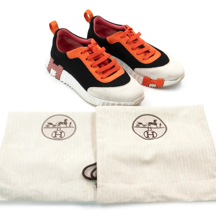 Hermès Bouncing Sneaker in Black Mesh and Suede Goatskin