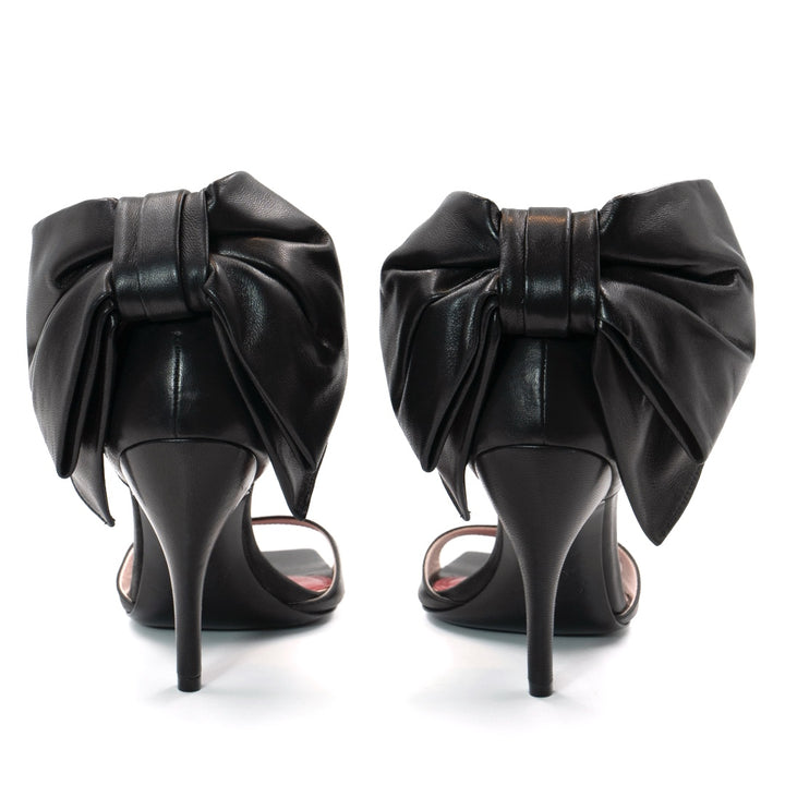 Roger Vivier Viv' Choc Back Bow Sandals in Black Leather