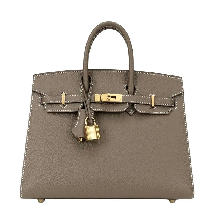 Hermès Birkin 25 Epsom Leather Bag in Etoupe with Gold Hardware