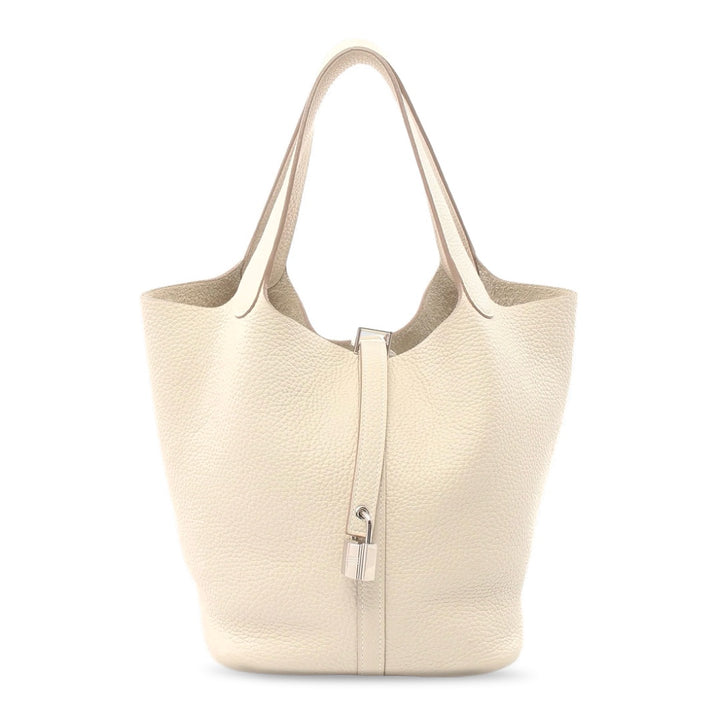 Hermès Picotin Lock 18 Clemence Leather Bag in Nata with Palladium Hardware