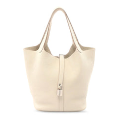 Hermès Picotin Lock 18 Clemence Leather Bag in Nata with Palladium Hardware