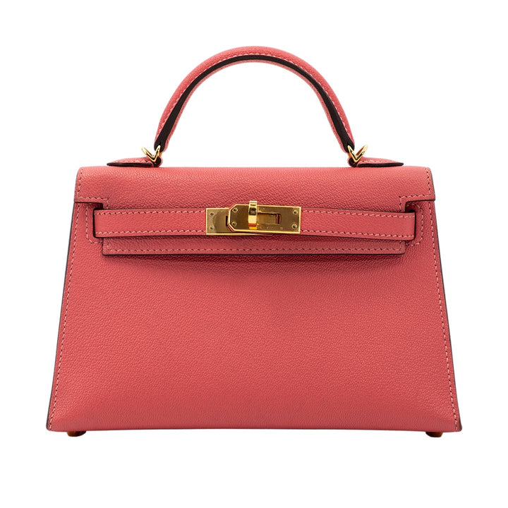 Hermès Mini Kelly Chevre Rose Lipstick Gold Hardware Bag