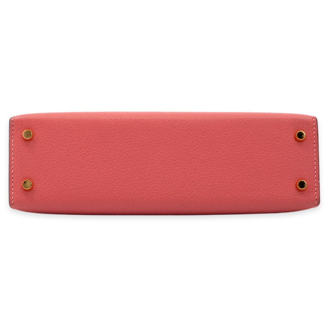 Hermès Mini Kelly Chevre Rose Lipstick Gold Hardware Bag