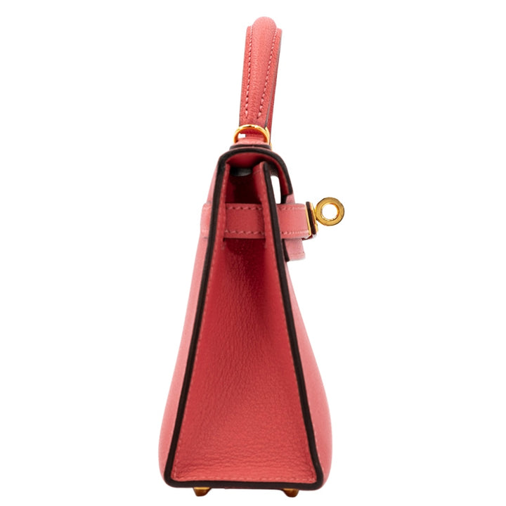 Hermès Mini Kelly Chevre Rose Lipstick Gold Hardware Bag
