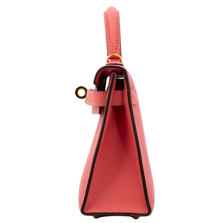 Hermès Mini Kelly Chevre Rose Lipstick Gold Hardware Bag