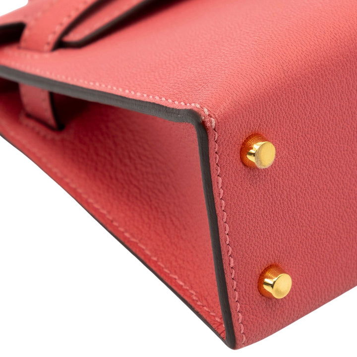 Hermès Mini Kelly Chevre Rose Lipstick Gold Hardware Bag