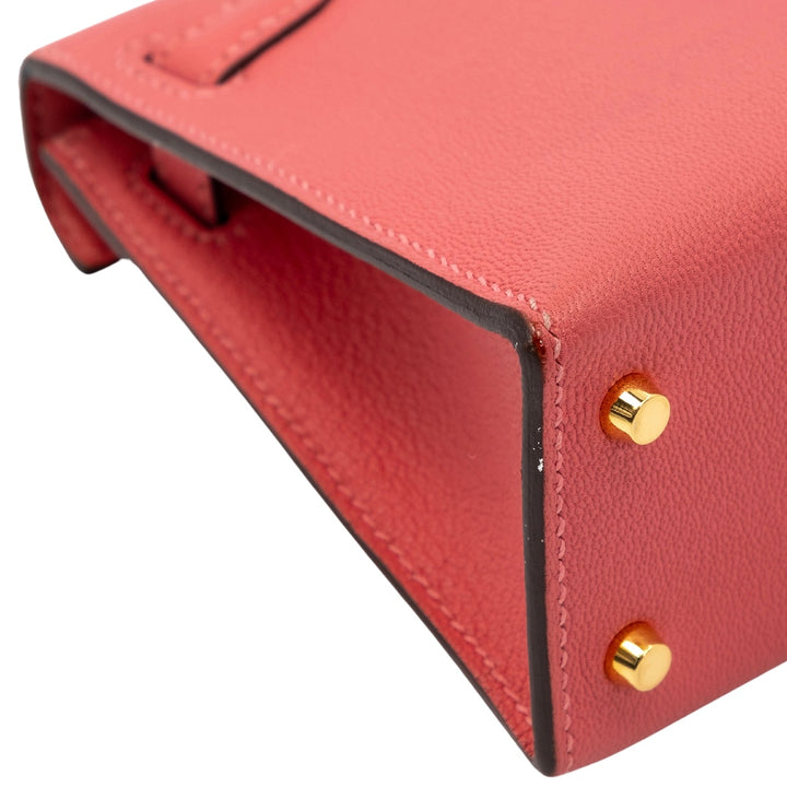Hermès Mini Kelly Chevre Rose Lipstick Gold Hardware Bag
