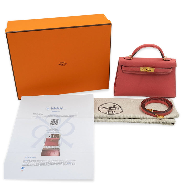 Hermès Mini Kelly Chevre Rose Lipstick Gold Hardware Bag
