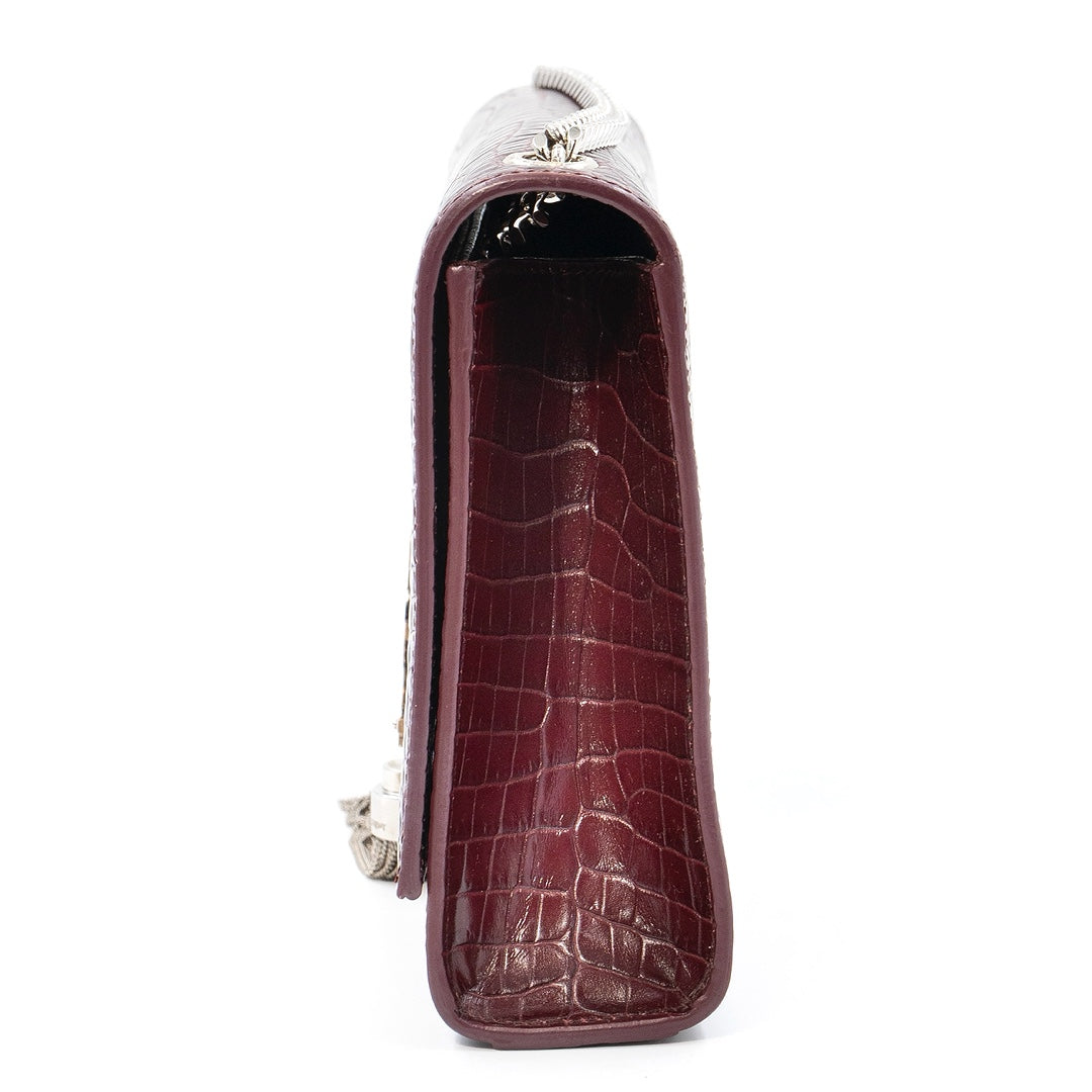 Saint Laurent Crocodile Embossed Kate Handbag