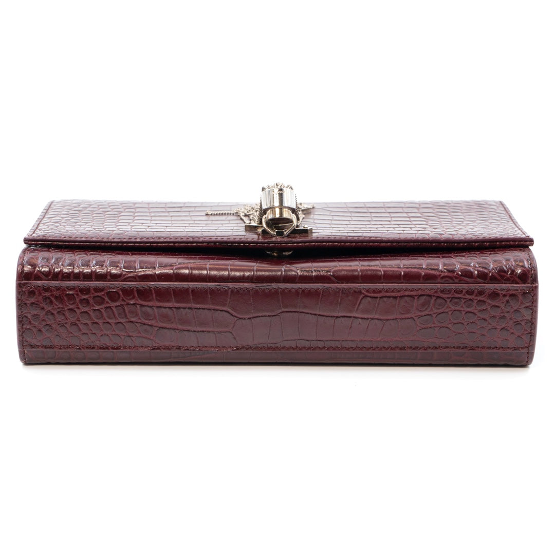 Saint Laurent Crocodile Embossed Kate Handbag