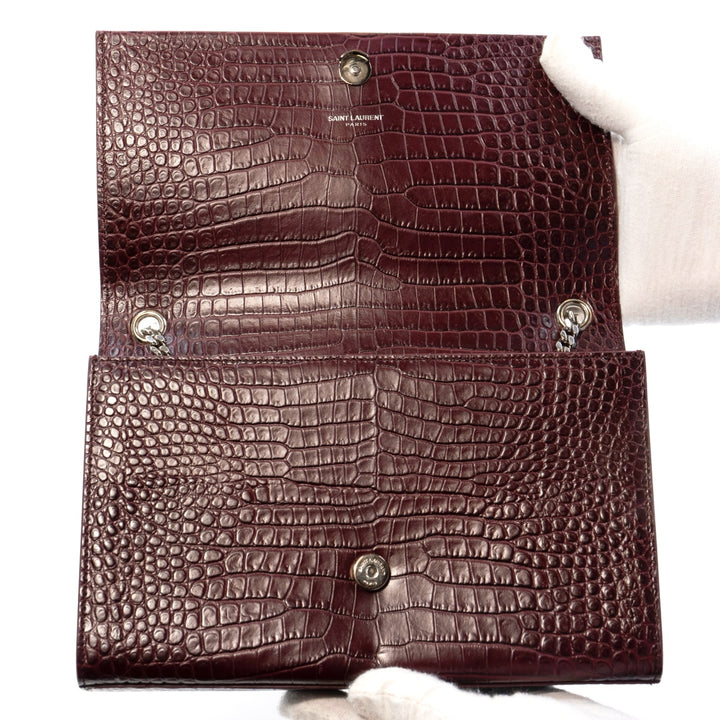 Saint Laurent Crocodile Embossed Kate Handbag