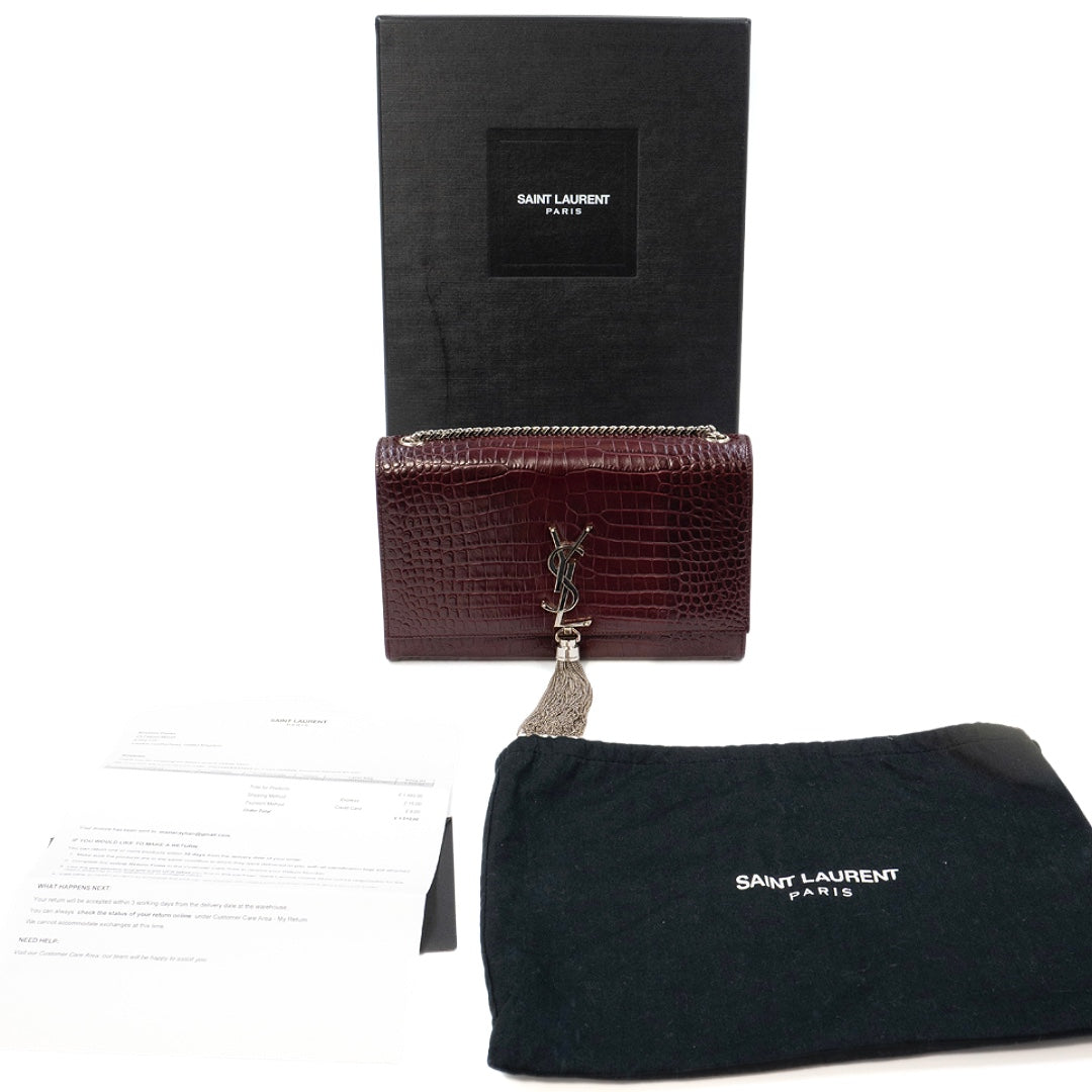Saint Laurent Crocodile Embossed Kate Handbag