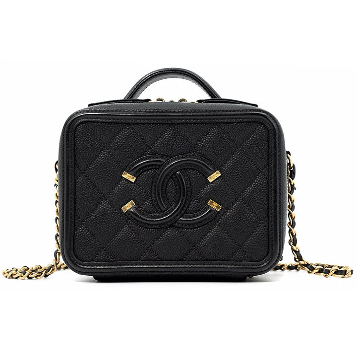 Chanel CC Filigree Vanity Shoulder Bag (Grained Calfskin) mini size