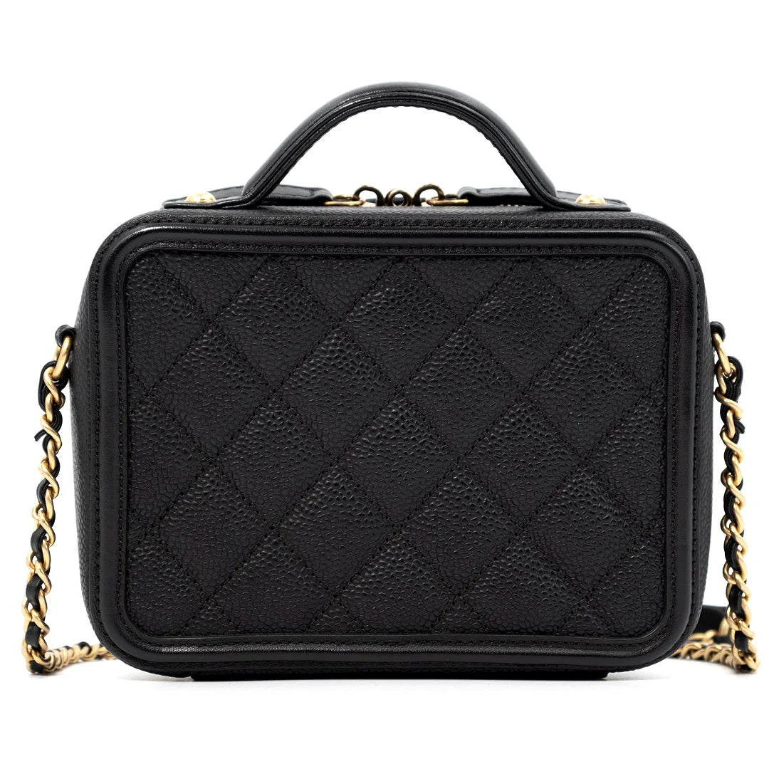 Chanel CC Filigree Vanity Shoulder Bag (Grained Calfskin) mini size
