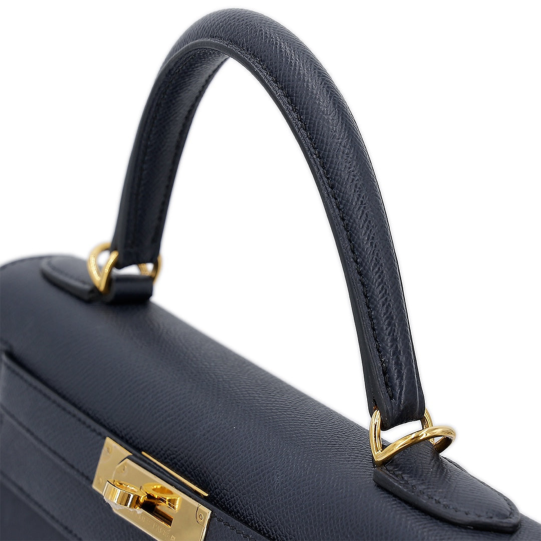 Hermès Blue Indigo Epsom Sellier Kelly 28 Gold Hardware Handbag