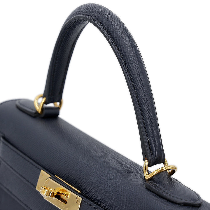 Hermès Blue Indigo Epsom Sellier Kelly 28 Gold Hardware Handbag