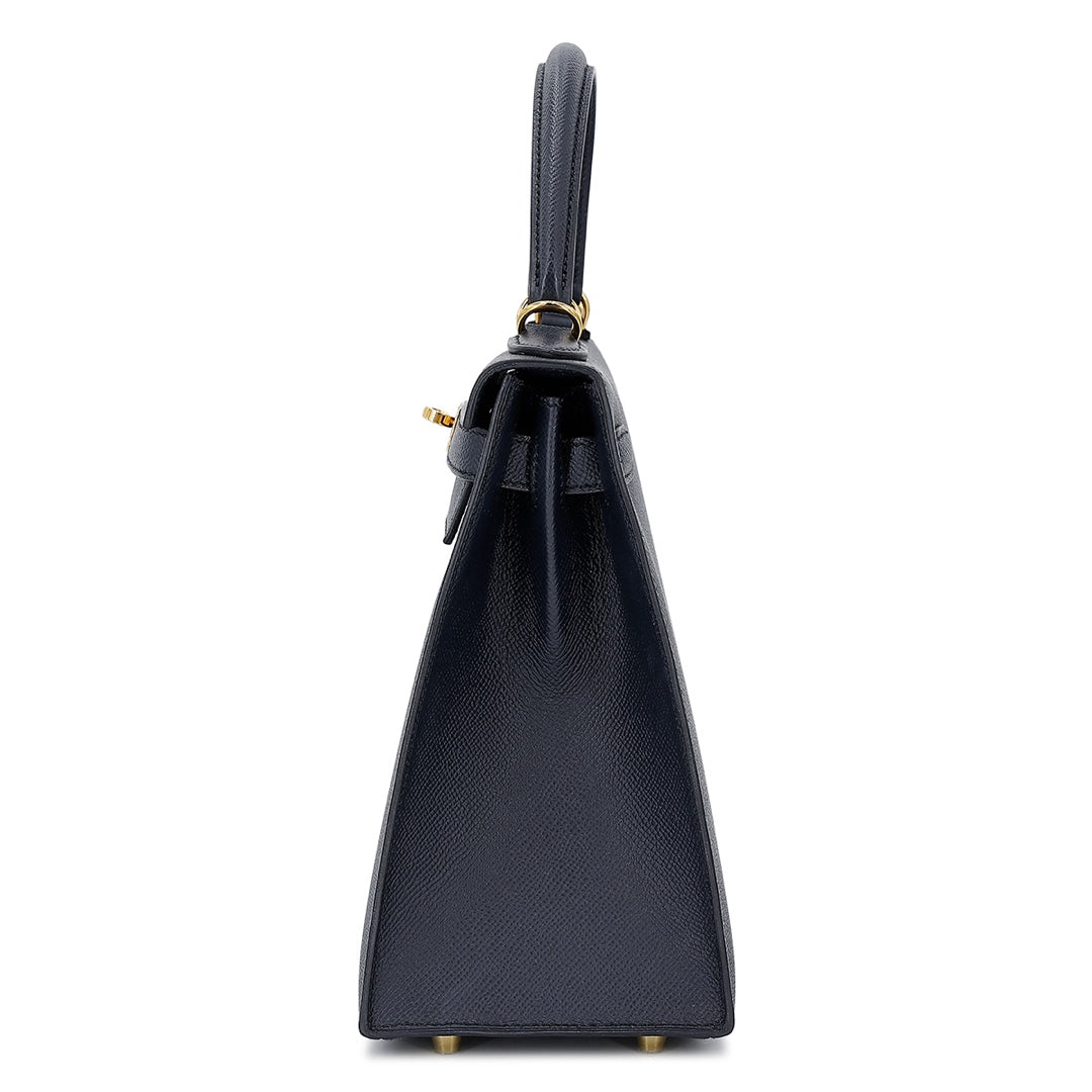 Hermès Blue Indigo Epsom Sellier Kelly 28 Gold Hardware Handbag
