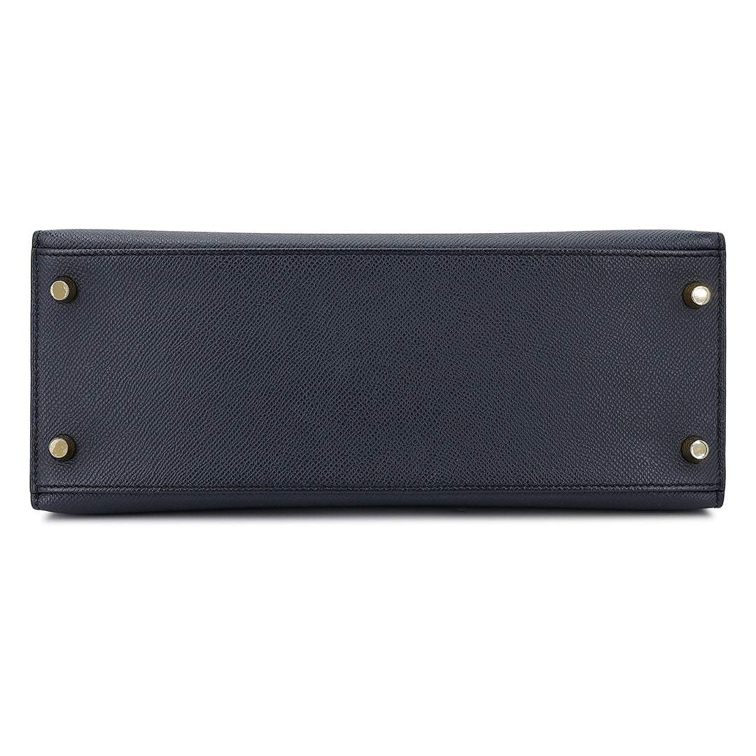 Hermès Blue Indigo Epsom Sellier Kelly 28 Gold Hardware Handbag