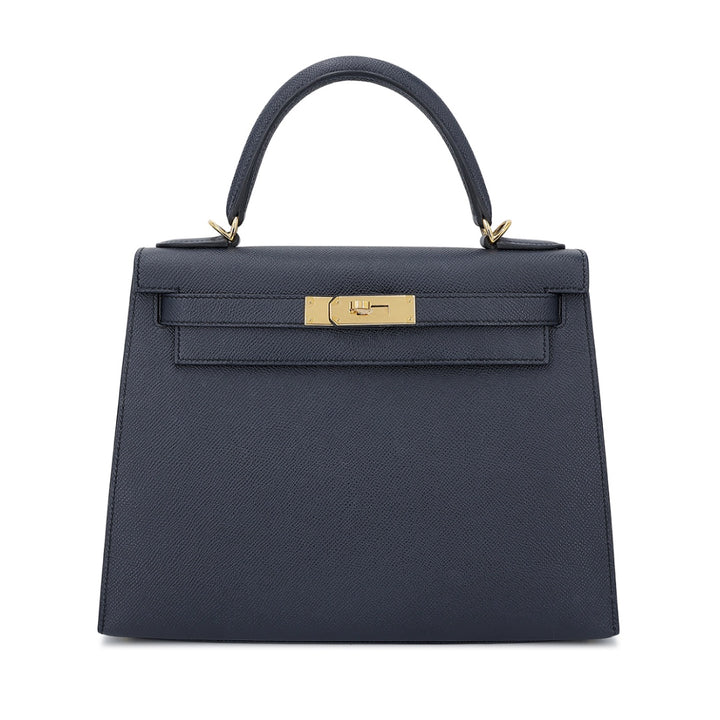 Hermès Blue Indigo Epsom Sellier Kelly 28 Gold Hardware Handbag