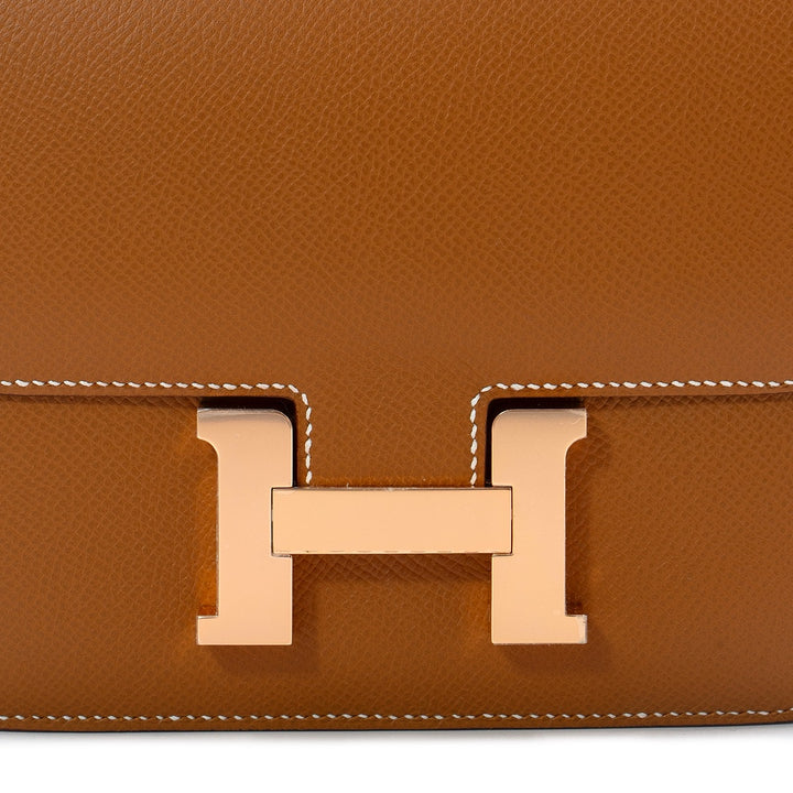 Hermès Constance 18 Bag in Gold Epsom Leather with Rose Gold Hardware