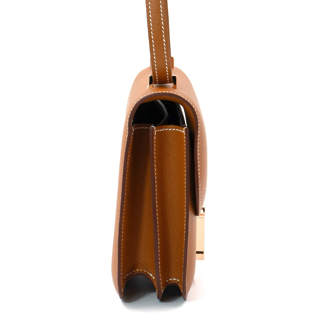 Hermès Constance 18 Bag in Gold Epsom Leather with Rose Gold Hardware