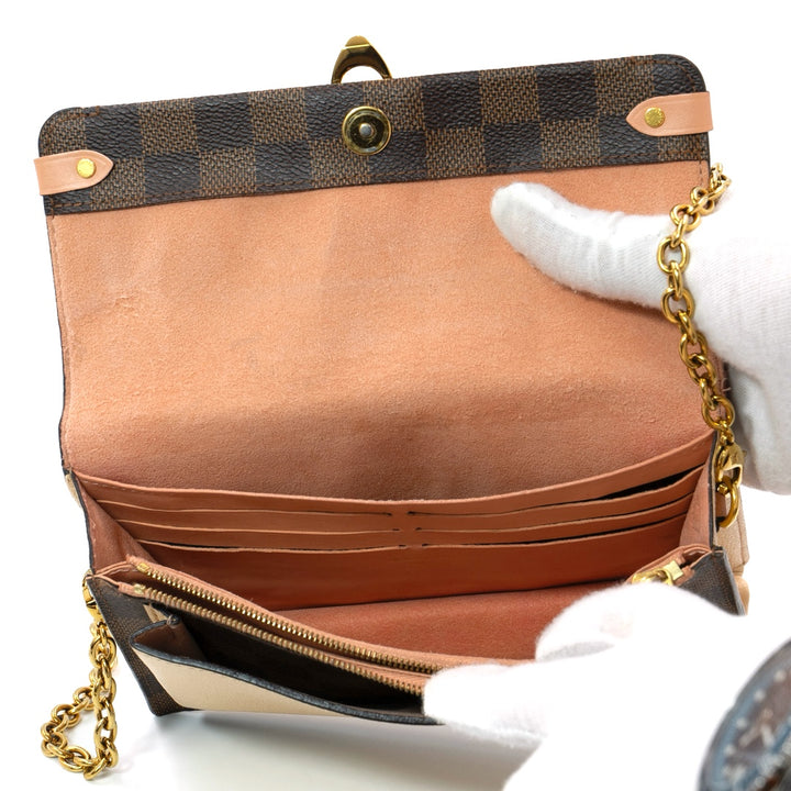 Louis Vuitton Damier Ebene Vavin Chain Wallet in Coated Canvas