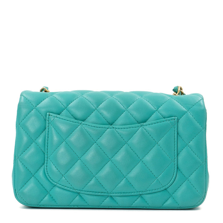Chanel Turquoise Lambskin Mini Rectangular Flap Bag