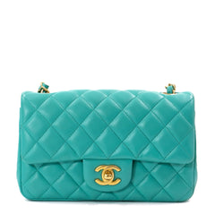 Chanel Turquoise Lambskin Mini Rectangular Flap Bag