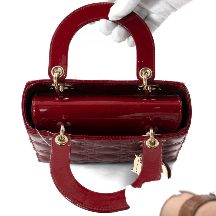 Dior Lady Dior Small Bag in Red Patent Cannage Leather