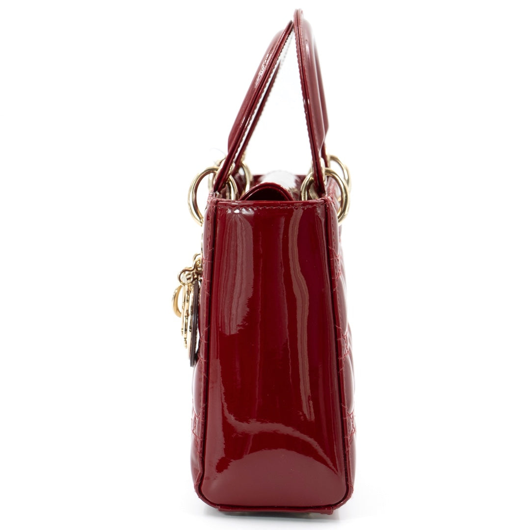 Dior Lady Dior Small Bag in Red Patent Cannage Leather