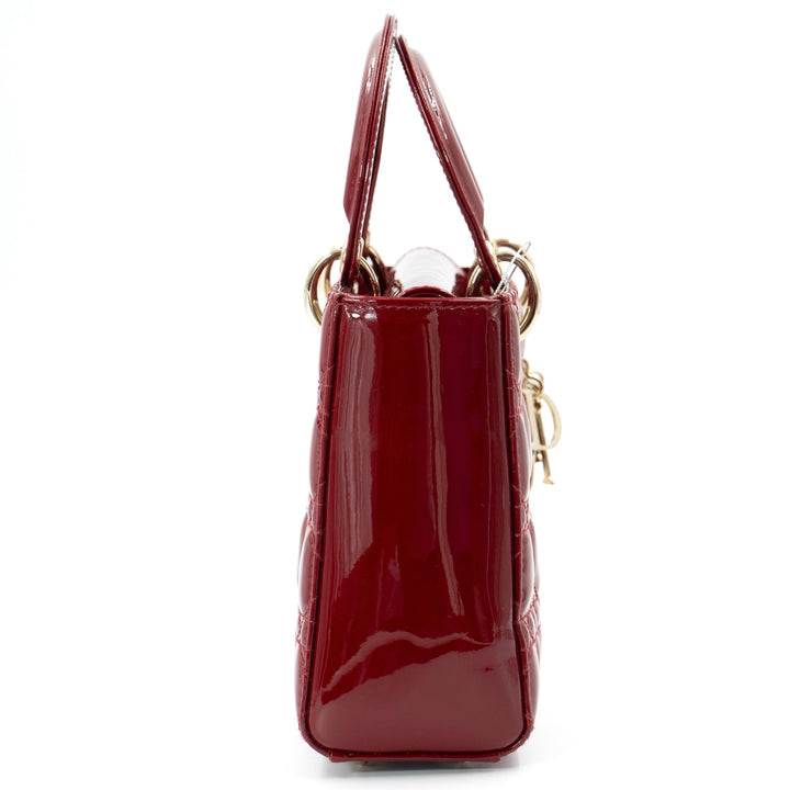 Dior Lady Dior Small Bag in Red Patent Cannage Leather