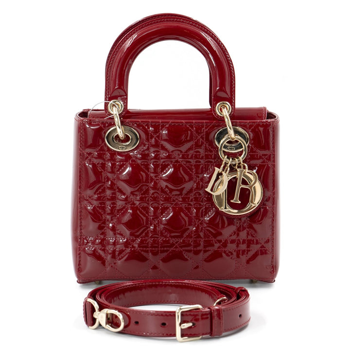 Dior Lady Dior Small Bag in Red Patent Cannage Leather