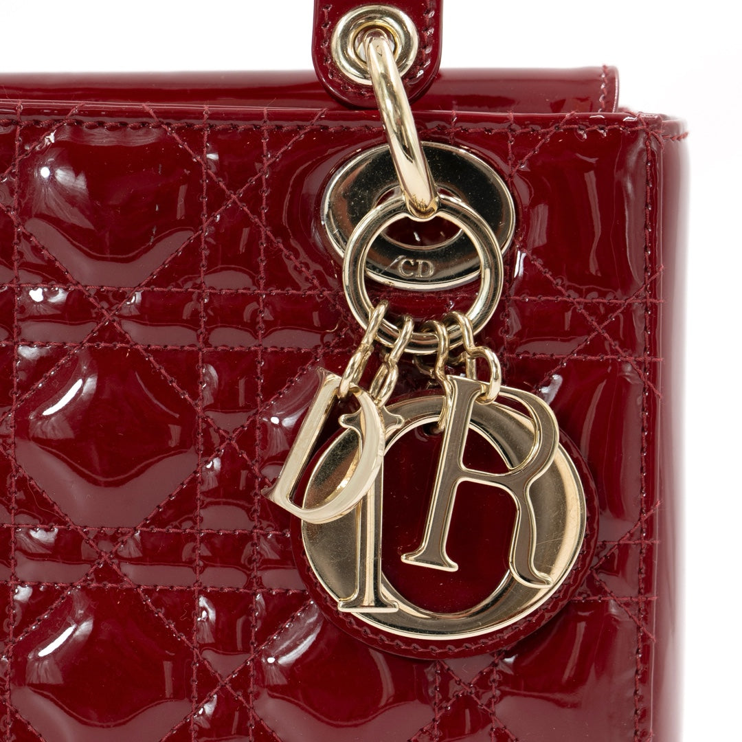 Dior Lady Dior Small Bag in Red Patent Cannage Leather