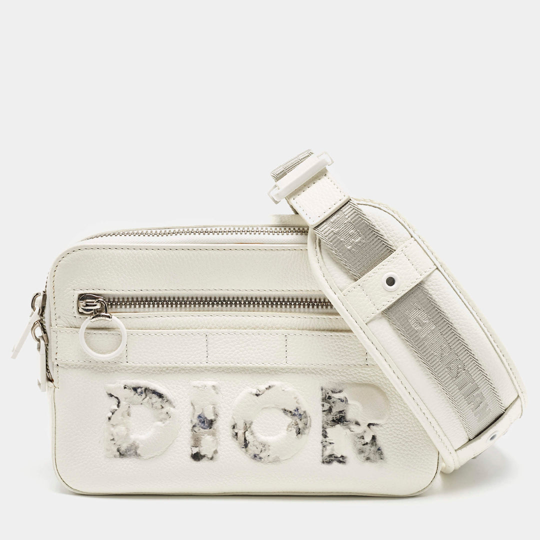 Dior x Daniel Arsham Safari Messenger Bag in White Leather