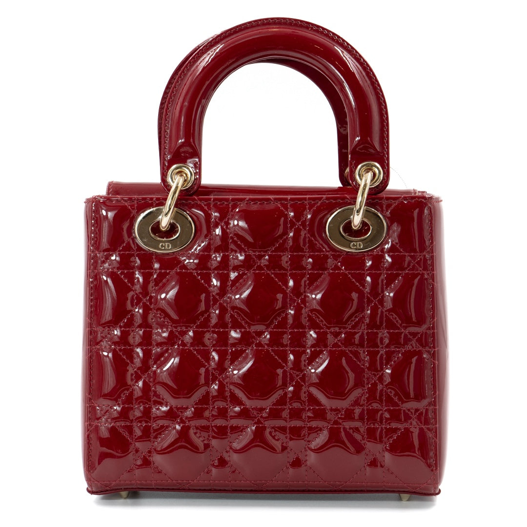 Dior Lady Dior Small Bag in Red Patent Cannage Leather