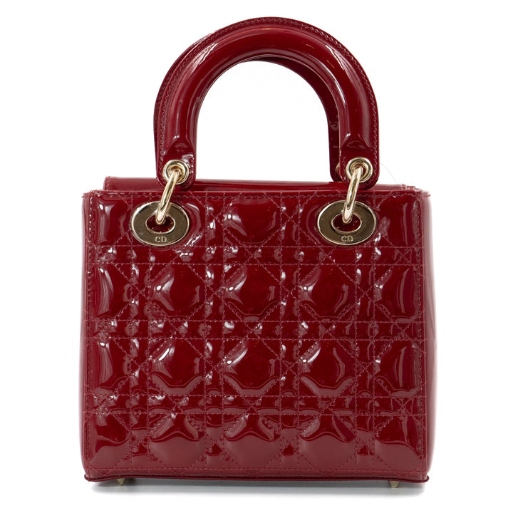 Dior Lady Dior Small Bag in Red Patent Cannage Leather