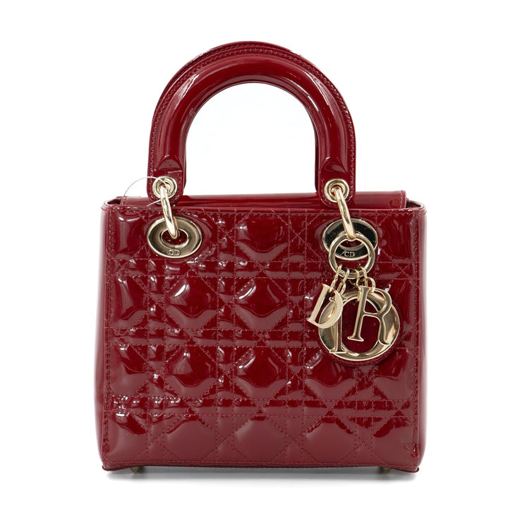 Dior Lady Dior Small Bag in Red Patent Cannage Leather