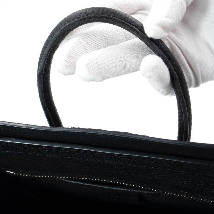 Celine Nano Black Drummed Calfskin Leather Luggage Bag