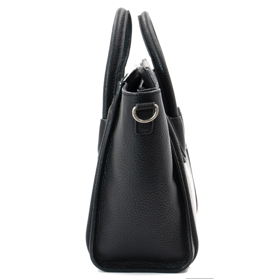 Celine Nano Black Drummed Calfskin Leather Luggage Bag