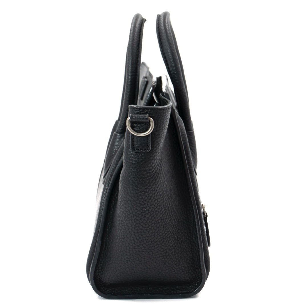 Celine Nano Black Drummed Calfskin Leather Luggage Bag