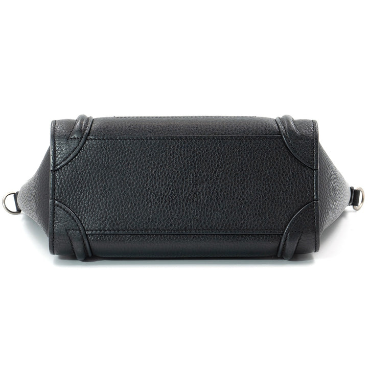 Celine Nano Black Drummed Calfskin Leather Luggage Bag