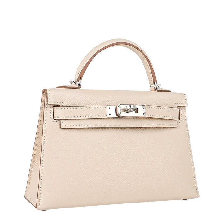 Hermès Mini Kelly Bag in Craie Epsom Leather with Palladium Hardware - Gemaee  UAE
