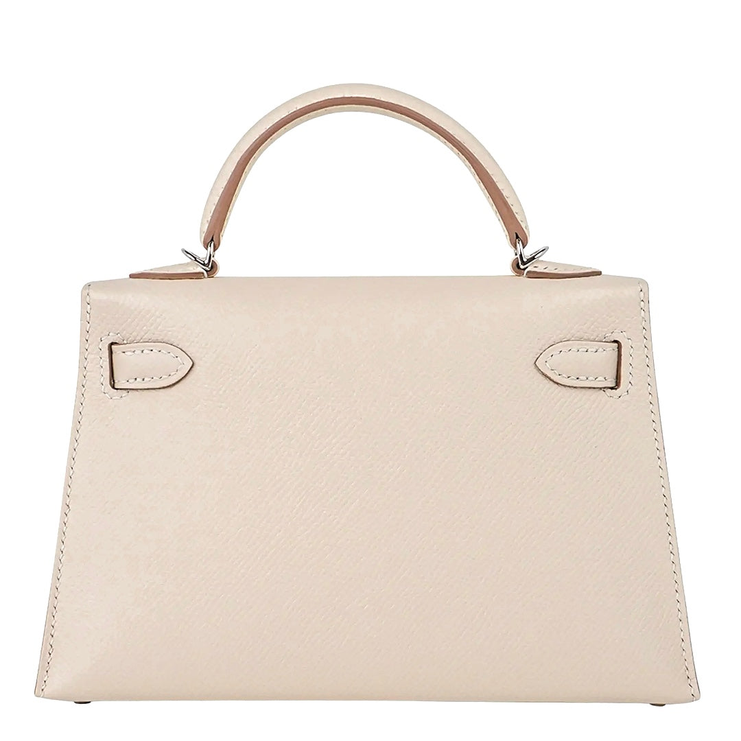 Hermès Mini Kelly Bag in Craie Epsom Leather with Palladium Hardware - Gemaee  UAE