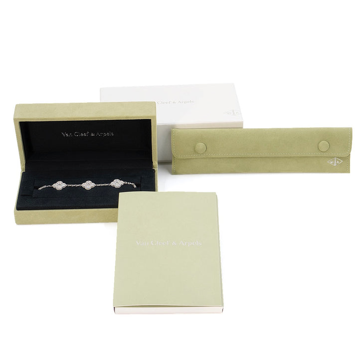 Van Cleef & Arpels Vintage Alhambra Bracelet 5 Motifs in 18K White Gold with Diamonds