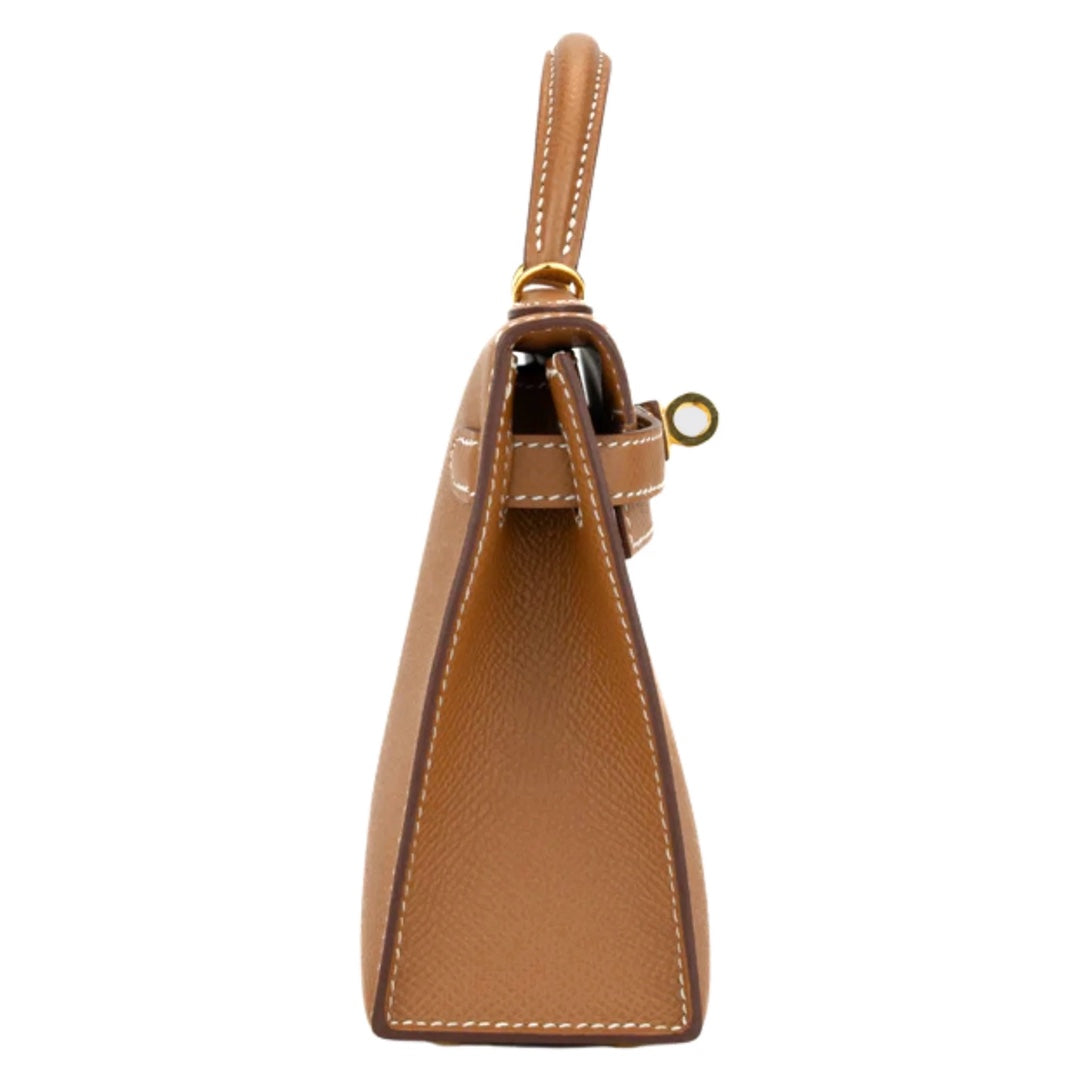 Hermès Mini Kelly Bag in Gold Epsom Leather with Gold Hardware - Gemaee  UAE