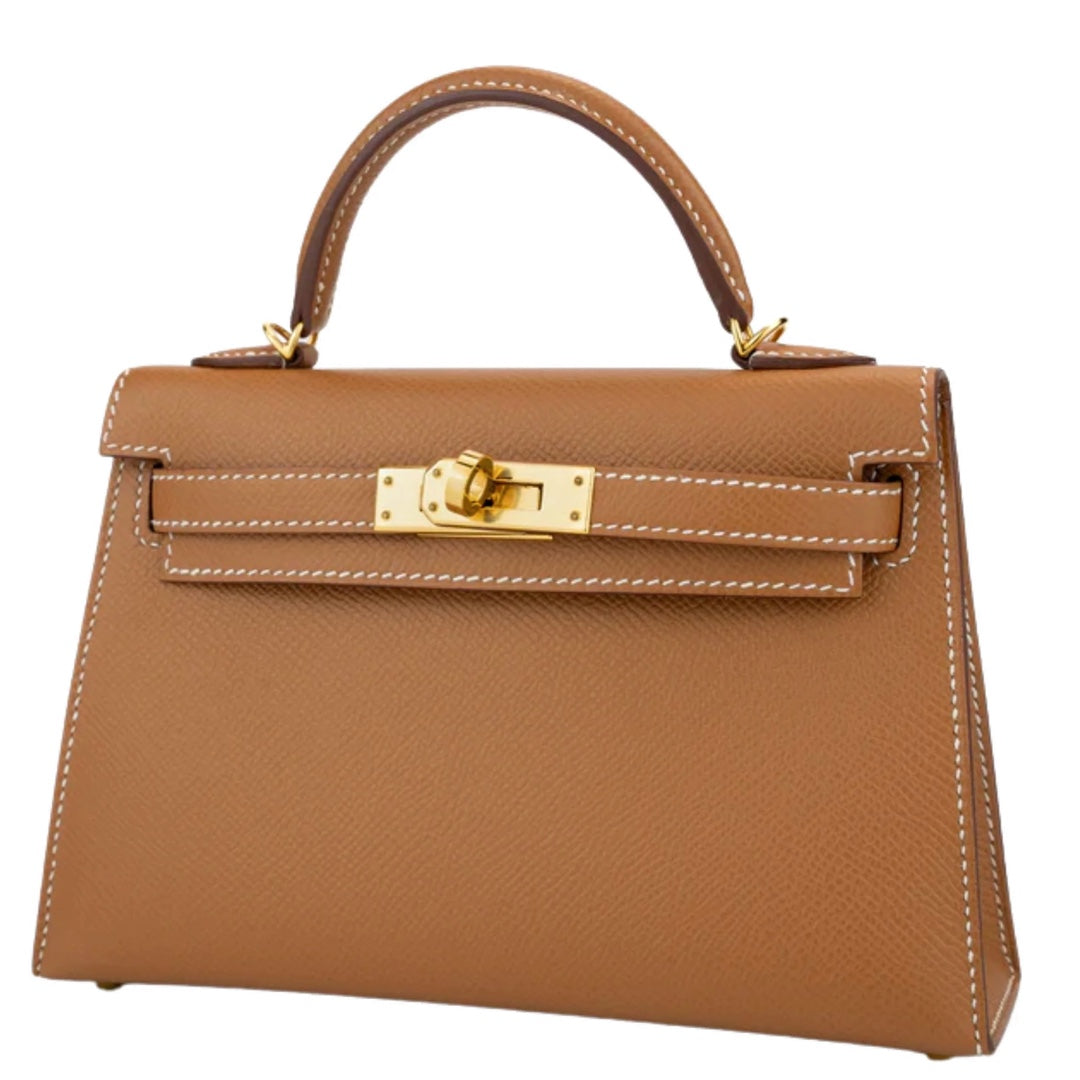 Hermès Mini Kelly Bag in Gold Epsom Leather with Gold Hardware - Gemaee  UAE