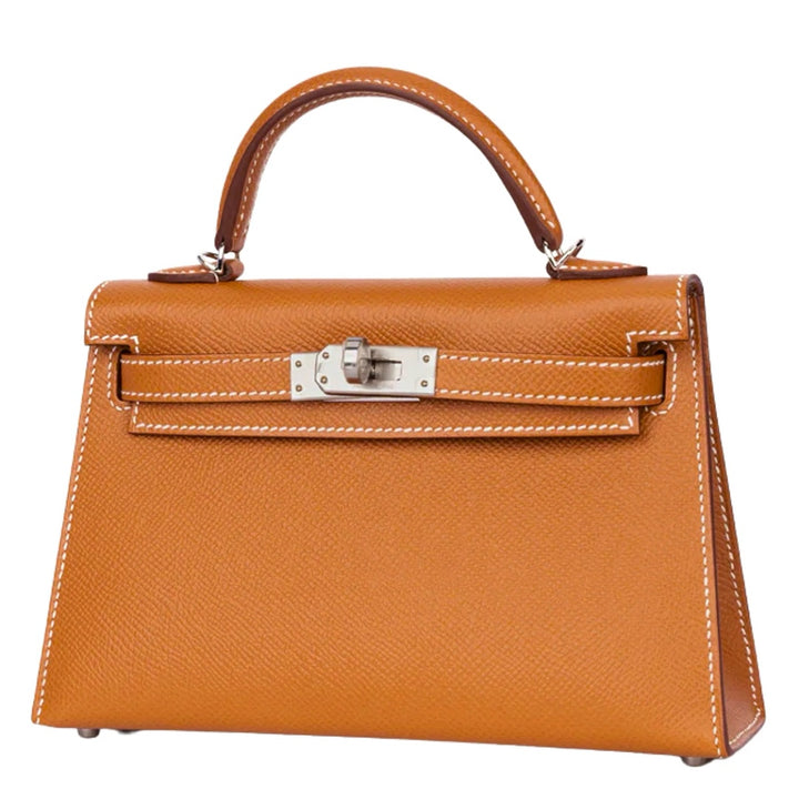 Hermès Mini Kelly Bag in Gold Epsom Leather with Palladium Hardware - Gemaee  UAE