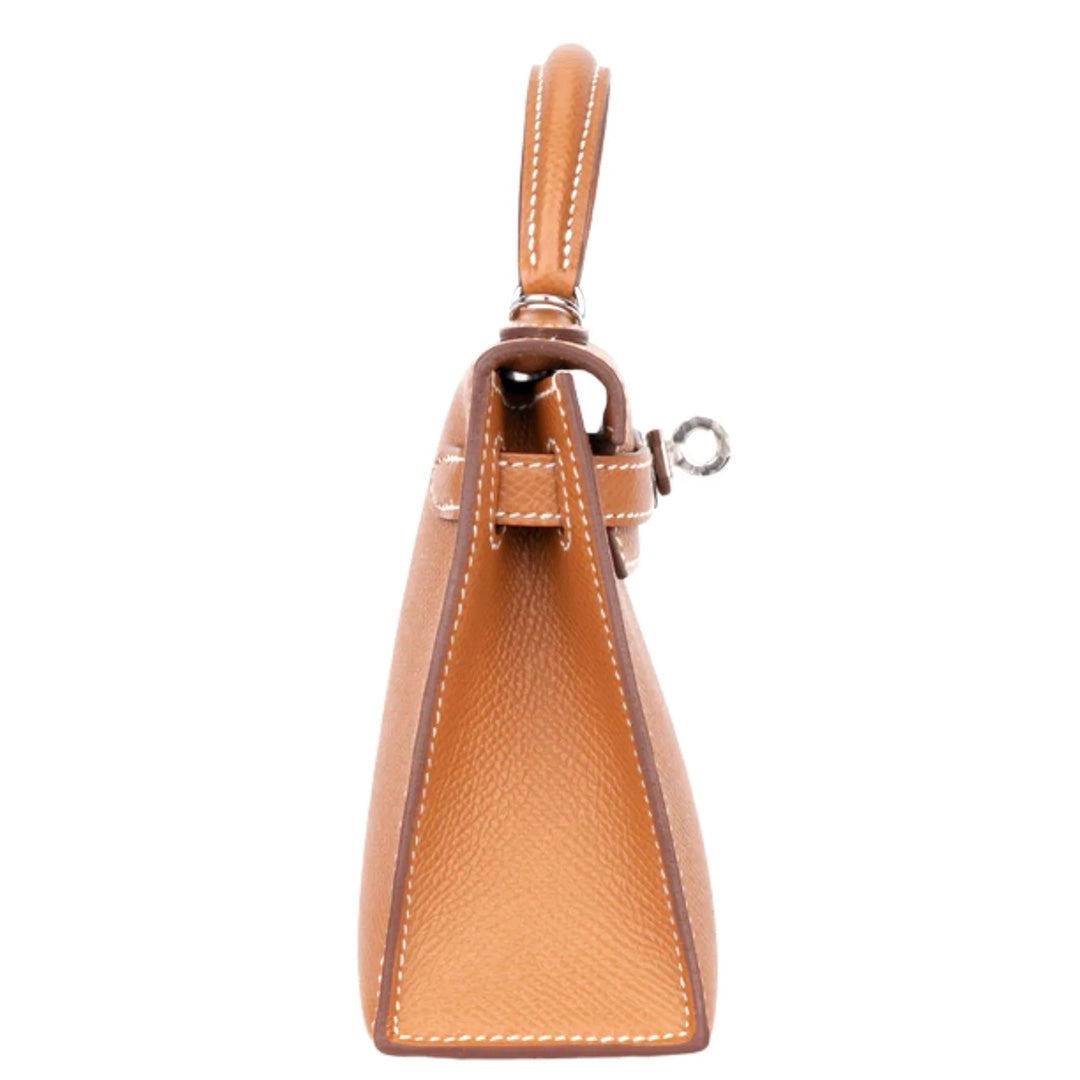 Hermès Mini Kelly Bag in Gold Epsom Leather with Palladium Hardware - Gemaee  UAE