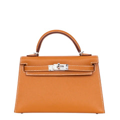 Hermès Mini Kelly Bag in Gold Epsom Leather with Palladium Hardware